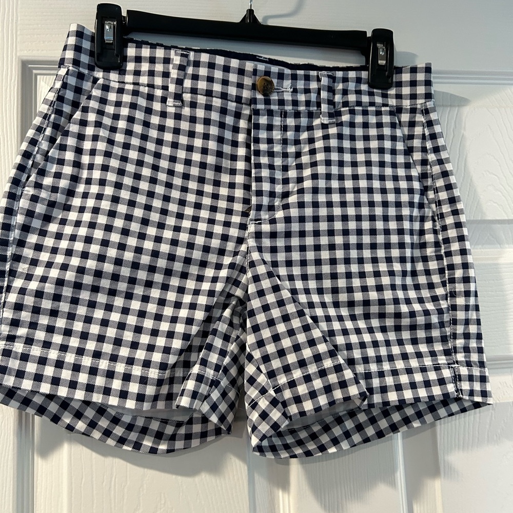 Old Navy Navy Blue and White Checked Everyday Shorts Size 2 Midrise